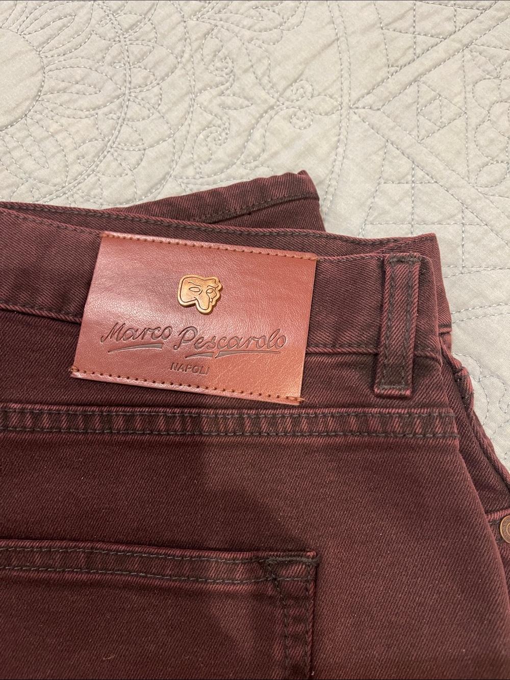 Marco Pescarolo Men’s  Straight Fit Maroon Jeans size 36x30 - Picture 2 of 11
